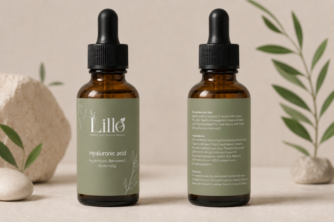 Lillo dropper bottles, front and back