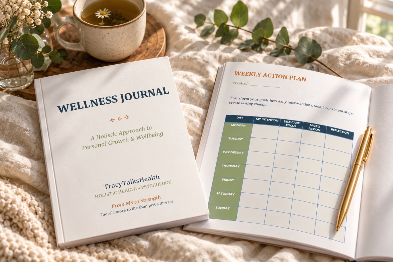 Wellness Journal printed, on linen with tea