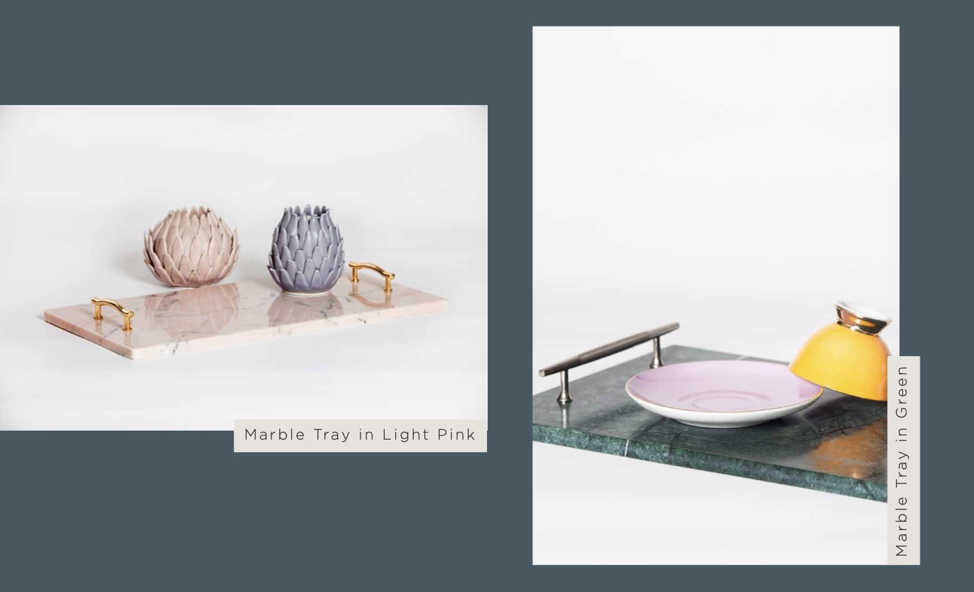 Azul catalogue spread with marble trays